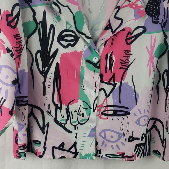 Shein Women's XL Graffiti Print Crop Top - Picture 3 of 11